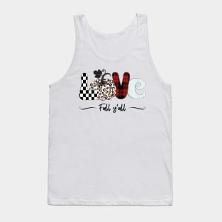 Love Fall Y'All, Funny Fall Quote, Leopard Pumpkin Tank Top